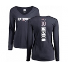 NFL Women's Nike New England Patriots #10 Josh Gordon Navy Blue Backer Slim Fit Long Sleeve T-Shirt