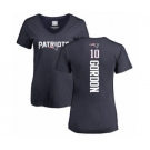 NFL Women's Nike New England Patriots #10 Josh Gordon Navy Blue Backer T-Shirt