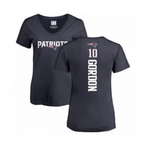 NFL Women's Nike New England Patriots #10 Josh Gordon Navy Blue Backer T-Shirt