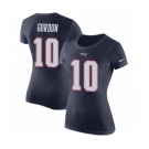 NFL Women's Nike New England Patriots #10 Josh Gordon Navy Blue Rush Pride Name & Number T-Shirt