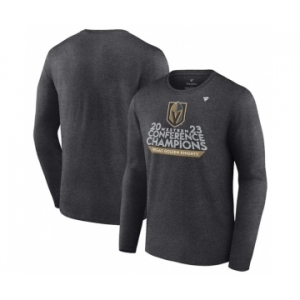 Men's Vegas Golden Knights Heather Charcoal 2023 Western Conference Champions Locker Room Long Sleeve T-Shirt