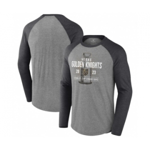 Men's Vegas Golden Knights Heather Gray 2023 Stanley Cup Champions Shootout Long Sleeve T-Shirt