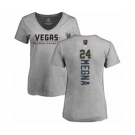 Hockey Women's Vegas Golden Knights #24 Jaycob Megna Gray Backer Slim Fit V-Neck T-Shirt