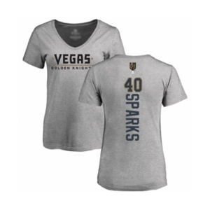 Hockey Women's Vegas Golden Knights #40 Garret Sparks Gray Backer Slim Fit V-Neck T-Shirt