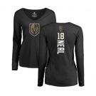 NHL Women Adidas Vegas Golden Knights #18 James Neal Black Backer Slim Fit Long Sleeve T-Shirt