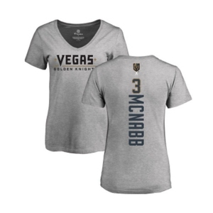 NHL Women Adidas Vegas Golden Knights #3 Brayden McNabb Gray Backer Slim Fit V-Neck T-Shirt