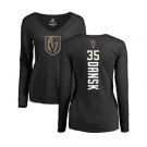 NHL Women Adidas Vegas Golden Knights #35 Oscar Dansk Black Backer Slim Fit Long Sleeve T-Shirt
