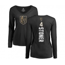 NHL Women Adidas Vegas Golden Knights #4 Clayton Stoner Black Backer Slim Fit Long Sleeve T-Shirt