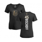 NHL Women Adidas Vegas Golden Knights #45 Jake Bischoff Black Backer Slim Fit V-Neck T-Shirt