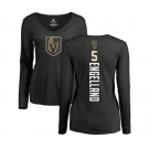 NHL Women Adidas Vegas Golden Knights #5 Deryk Engelland Black Backer Slim Fit Long Sleeve T-Shirt