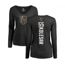 NHL Women Adidas Vegas Golden Knights #55 Keegan Kolesar Black Backer Slim Fit Long Sleeve T-Shirt