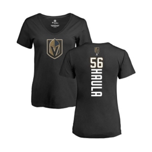 NHL Women Adidas Vegas Golden Knights #56 Erik Haula Black Backer Slim Fit V-Neck T-Shirt