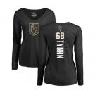 NHL Women Adidas Vegas Golden Knights #68 T.J. Tynan Black Backer Slim Fit Long Sleeve T-Shirt