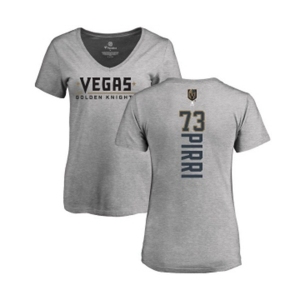 NHL Women Adidas Vegas Golden Knights #73 Brandon Pirri Gray Backer Slim Fit V-Neck T-Shirt