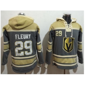 Men Vegas Golden Knights #29 Marc-Andre Fleury Grey Sawyer Hooded NHL Sweatshirt