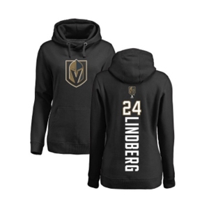 NHL Women Adidas Vegas Golden Knights #24 Oscar Lindberg Black Backer Pullover Hoodie