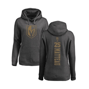 NHL Women Adidas Vegas Golden Knights #25 Stefan Matteau Charcoal One Color Backer Pullover Hoodie