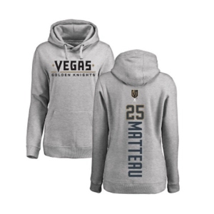 NHL Women Adidas Vegas Golden Knights #25 Stefan Matteau Gray Backer Pullover Hoodie