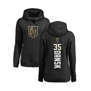 NHL Women Adidas Vegas Golden Knights #35 Oscar Dansk Black Backer Pullover Hoodie