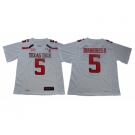 Texas Tech Red Raiders 5 Patrick Mahomes White With C Patch College Football Jersey