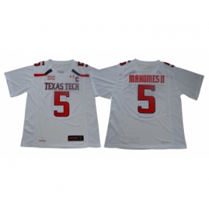 Texas Tech Red Raiders 5 Patrick Mahomes White With C Patch College Football Jersey