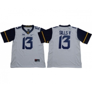 Mountaineers #13 David Sills V White Limited Stitched NCAA Jersey
