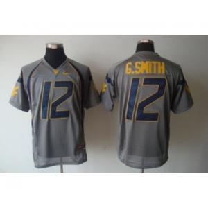 NCAA West Virginia Mountaineers Geno Smith 12 Grey College Football Jersey