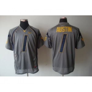 NCAA West Virginia Mountaineers Tavon Austin 1 Grey College Football Jersey