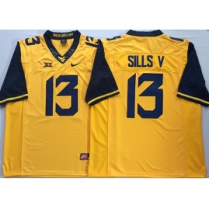 West Virginia Mountaineers 13 David Sills V Yellow College Football Jersey