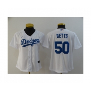Women Los Angeles Dodgers #50 Mookie Betts White 2020 Cool Base Jersey