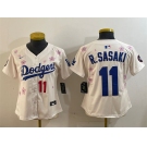 Women's Los Angeles Dodgers #11 Roki Sasaki Cream 2025 Tokyo Series Limited Stitched Baseball Jersey
