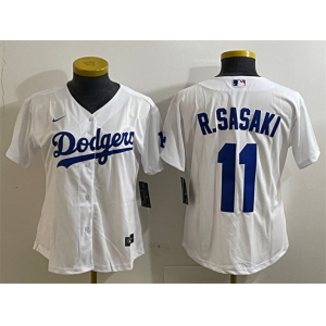 Women's Los Angeles Dodgers #11 Roki Sasaki White Cool Base Stitched Baseball Jersey