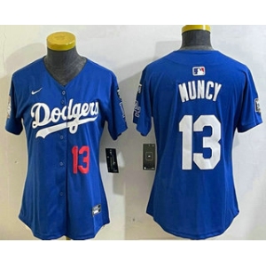 Women's Los Angeles Dodgers #13 Max Muncy Number Blue 2024 World Series With Fernando 34 Fashion Limited Stitched Jerseys