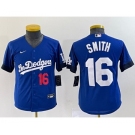 Women's Los Angeles Dodgers #16 Will Smith Number Blue Stitched Cool Base Nike Jersey