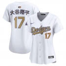 Women's Los Angeles Dodgers #17 大谷翔平 White 2025 Gold Collection Limited Stitched Baseball Jersey