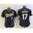 Women's Los Angeles Dodgers #17 Shohei Ohtani Black Gold 2024 World Series With Fernando Patch Vapor Limited Stitched Baseball Jersey