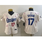 Women's Los Angeles Dodgers #17 Shohei Ohtani Cream 2025 Tokyo Series Limited Stitched Baseball Jersey