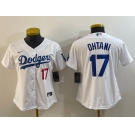 Women's Los Angeles Dodgers #17 Shohei Ohtani Number White Stitched Cool Base Nike Jersey