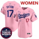 Women's Los Angeles Dodgers #17 Shohei Ohtani Pink 2025 Tokyo Series Limited Stitched Baseball Jersey