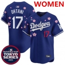 Women's Los Angeles Dodgers #17 Shohei Ohtani Royal 2025 Tokyo Series Limited Stitched Baseball Jersey