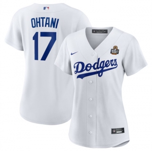 Women's Los Angeles Dodgers #17 Shohei Ohtani White 2024 World Series Cool Base Stitched Baseball Jersey