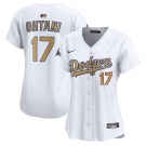 Women's Los Angeles Dodgers #17 Shohei Ohtani White 2025 Gold Collection Limited Stitched Baseball Jersey