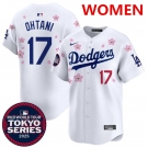 Women's Los Angeles Dodgers #17 Shohei Ohtani White 2025 Tokyo Series Limited Stitched Baseball Jersey