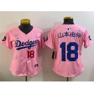 Women's Los Angeles Dodgers #18 山本由伸 Pink 2025 Tokyo Series Limited Stitched Baseball Jersey