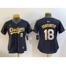 Women's Los Angeles Dodgers #18 Yoshinobu Yamamoto Black Gold Limited Stitched Baseball Jersey