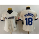 Women's Los Angeles Dodgers #18 Yoshinobu Yamamoto Cream 2024 City Connect Limited Stitched Jersey