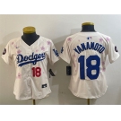 Women's Los Angeles Dodgers #18 Yoshinobu Yamamoto Cream 2025 Tokyo Series Limited Stitched Baseball Jersey