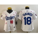 Women's Los Angeles Dodgers #18 Yoshinobu Yamamoto White 2025 Tokyo Series Limited Stitched Baseball Jersey