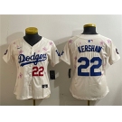 Women's Los Angeles Dodgers #22 Clayton Kershaw Cream 2025 Tokyo Series Limited Stitched Baseball Jersey