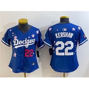 Women's Los Angeles Dodgers #22 Clayton Kershaw Royal 2025 Tokyo Series Limited Stitched Baseball Jersey